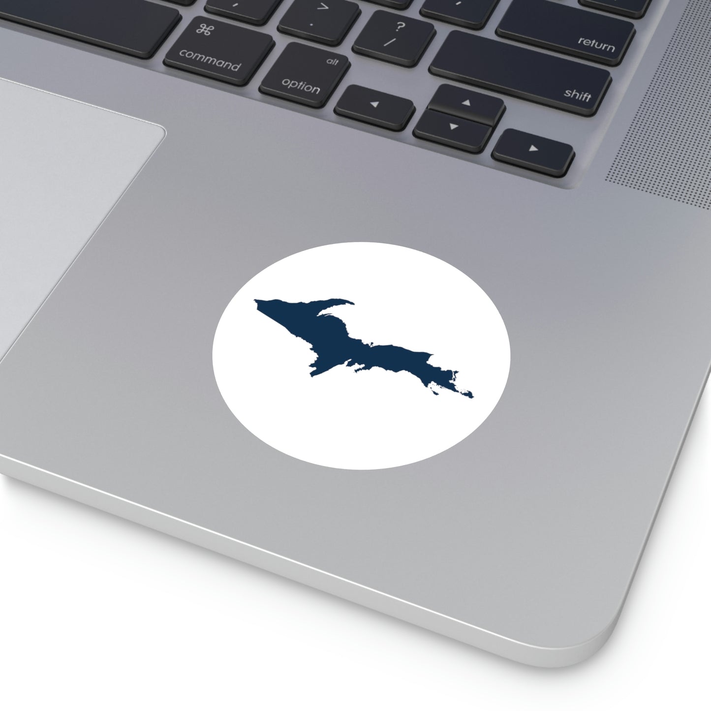 Michigan Upper Peninsula Round Stickers (w/ Navy UP Outline) | Indoor\Outdoor