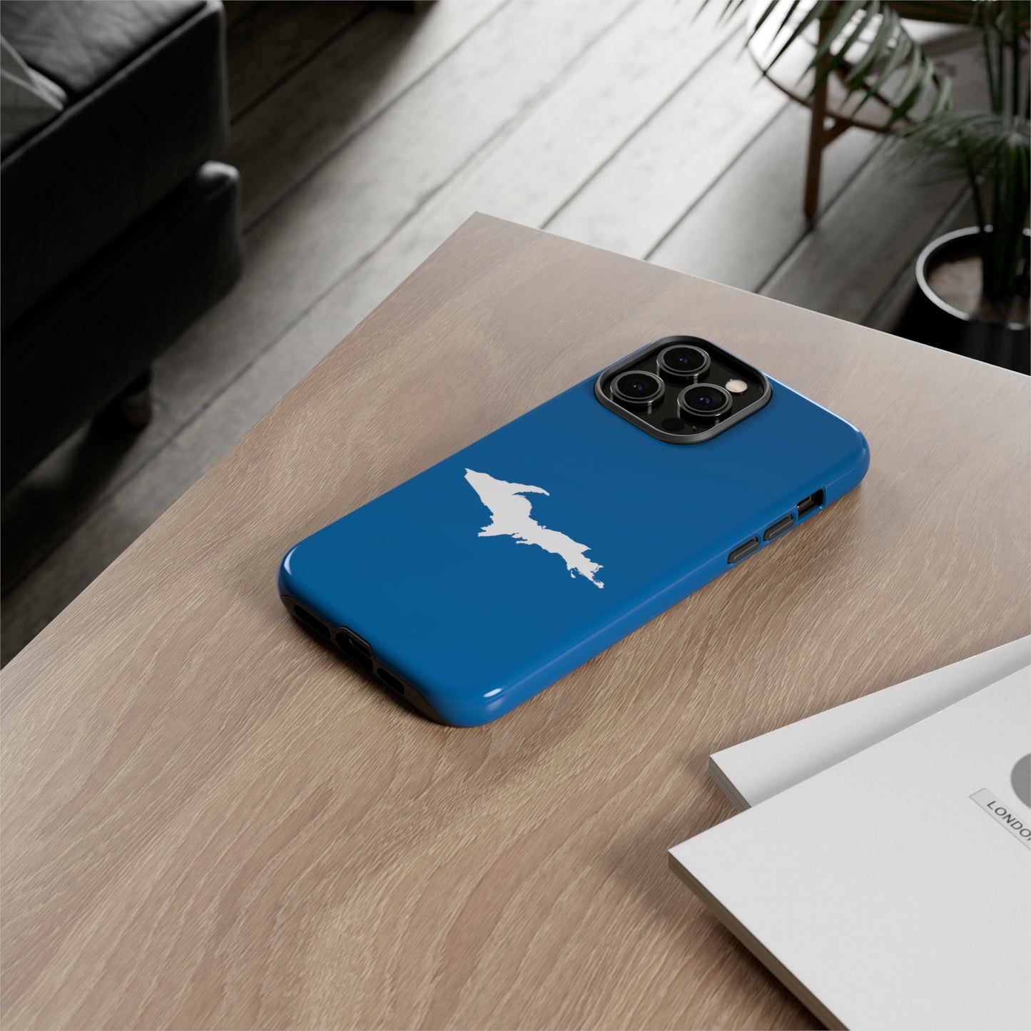 Michigan Upper Peninsula Tough Phone Case (Azure w/ UP Outline) | Apple iPhone