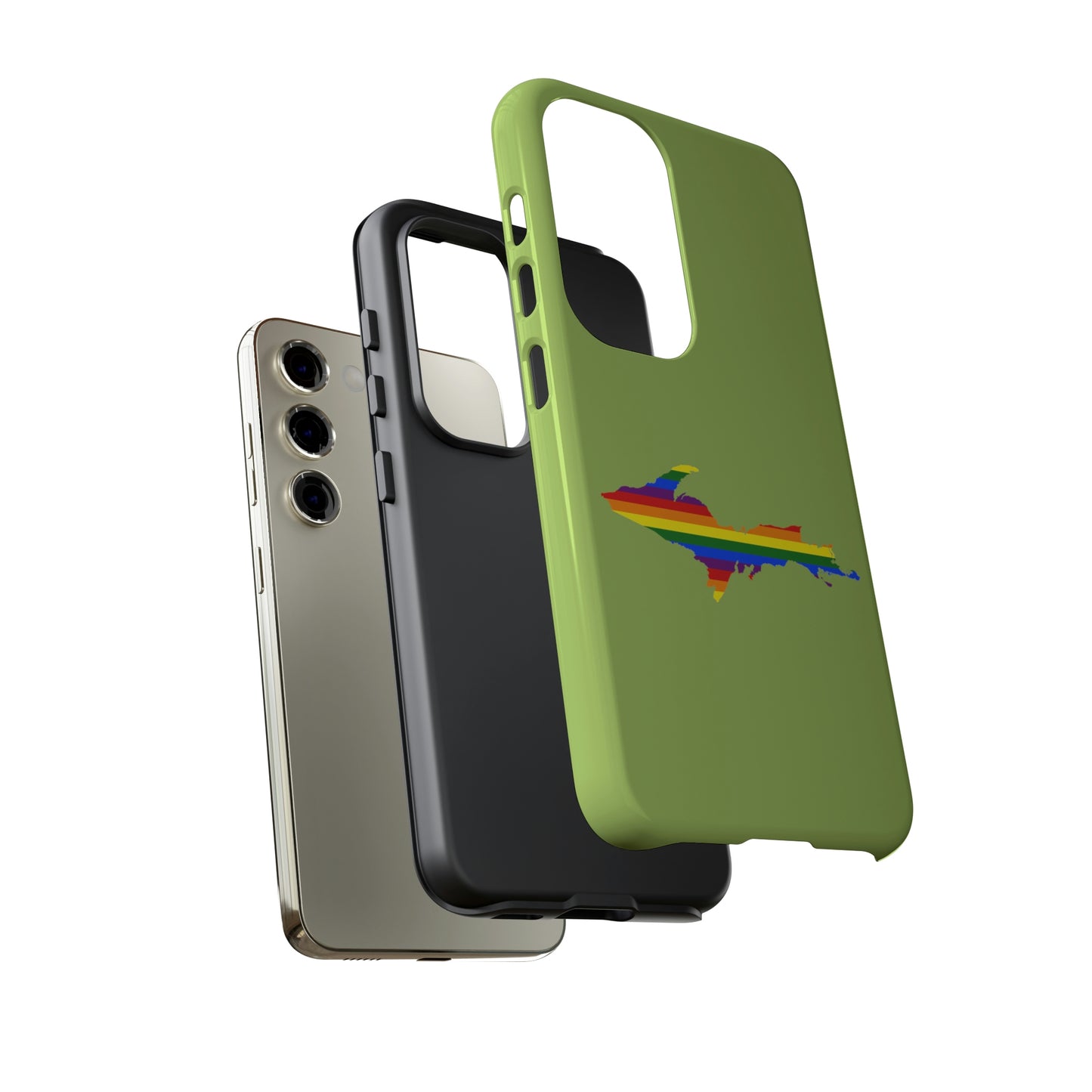 Michigan Upper Peninsula Tough Phone Case (Gooseberry Green w/ UP Pride Flag Outline) | Samsung & Pixel Android