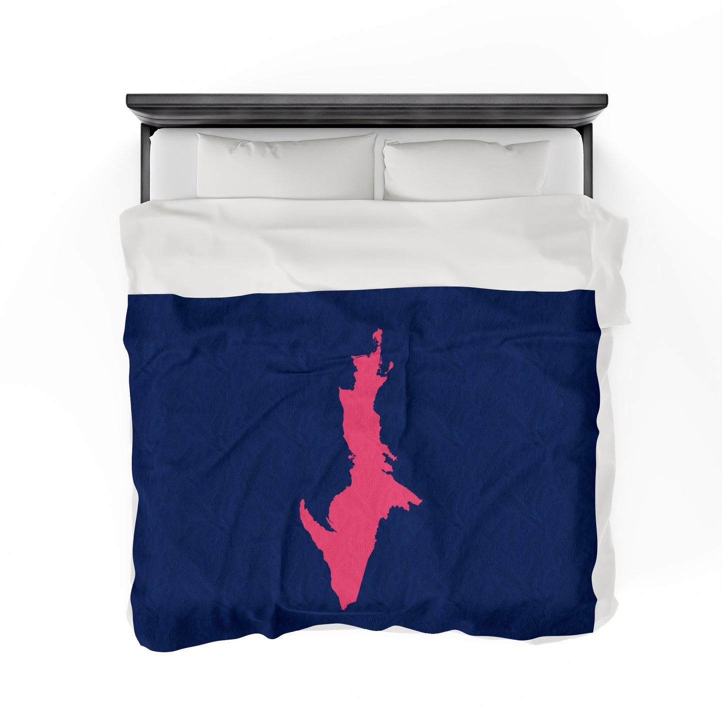 Michigan Upper Peninsula Plush Blanket (w/ Pink UP Outline) | Dearborn Blue