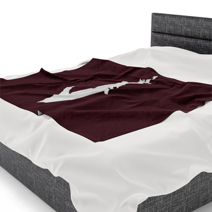 Michigan Upper Peninsula Plush Blanket (w/ UP Outline) | Old Mission Burgundy