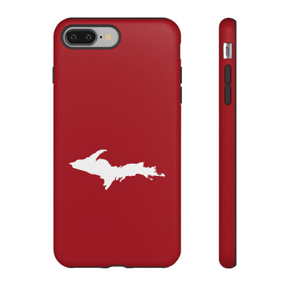 Michigan Upper Peninsula Tough Phone Case (Thimbleberry Red w/ UP Outline) | Apple iPhone