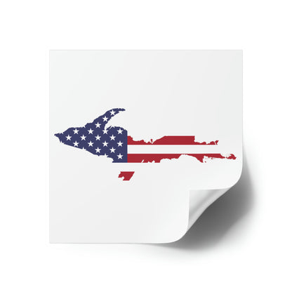 Michigan Upper Peninsula Square Sticker (w/ UP USA Flag Outline) | Indoor/Outdoor