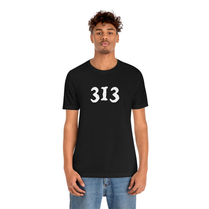 Detroit '313' T-Shirt (Woodcut Font) | Unisex Standard Fit