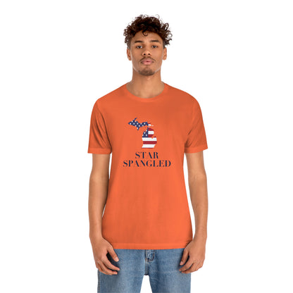 Michigan 'Star Spangled' T-Shirt (w/ MI USA Flag Outline) | Unisex Standard Fit