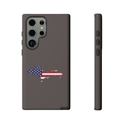 Michigan Upper Peninsula Tough Phone Case (Warren Tank Grey w/ UP USA Flag Outline) | Samsung & Pixel Android