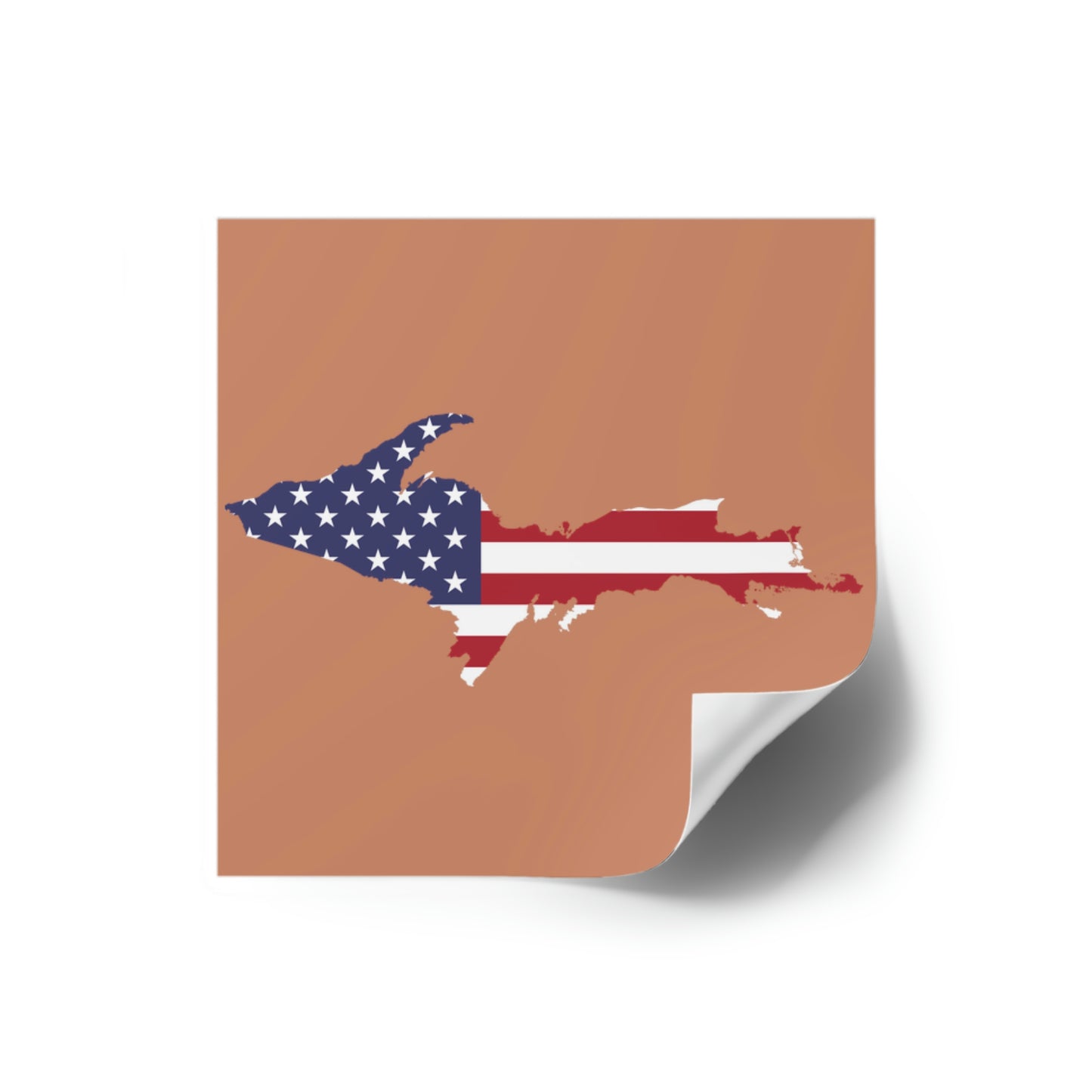 Michigan Upper Peninsula Square Sticker (Copper w/ UP USA Flag Outline) | Indoor/Outdoor