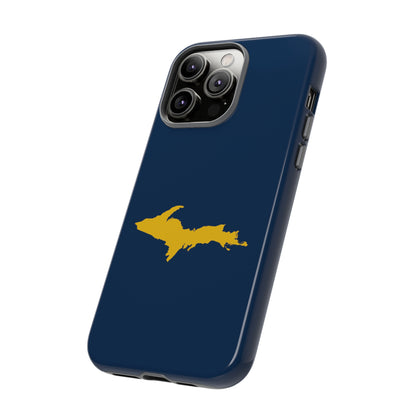 Michigan Upper Peninsula Tough Phone Case (Navy w/ Gold UP Outline) | Apple iPhone