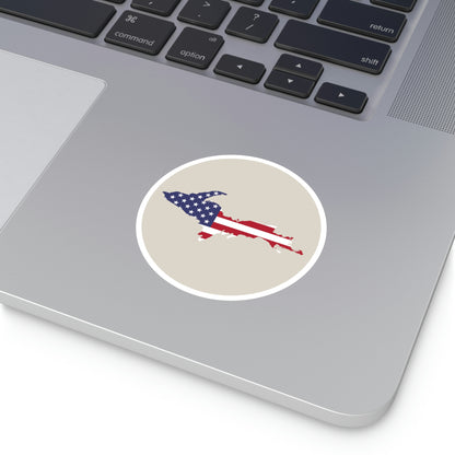 Michigan Upper Peninsula Round Stickers (Canvas Color w/ UP USA Flag Outline) | Indoor\Outdoor