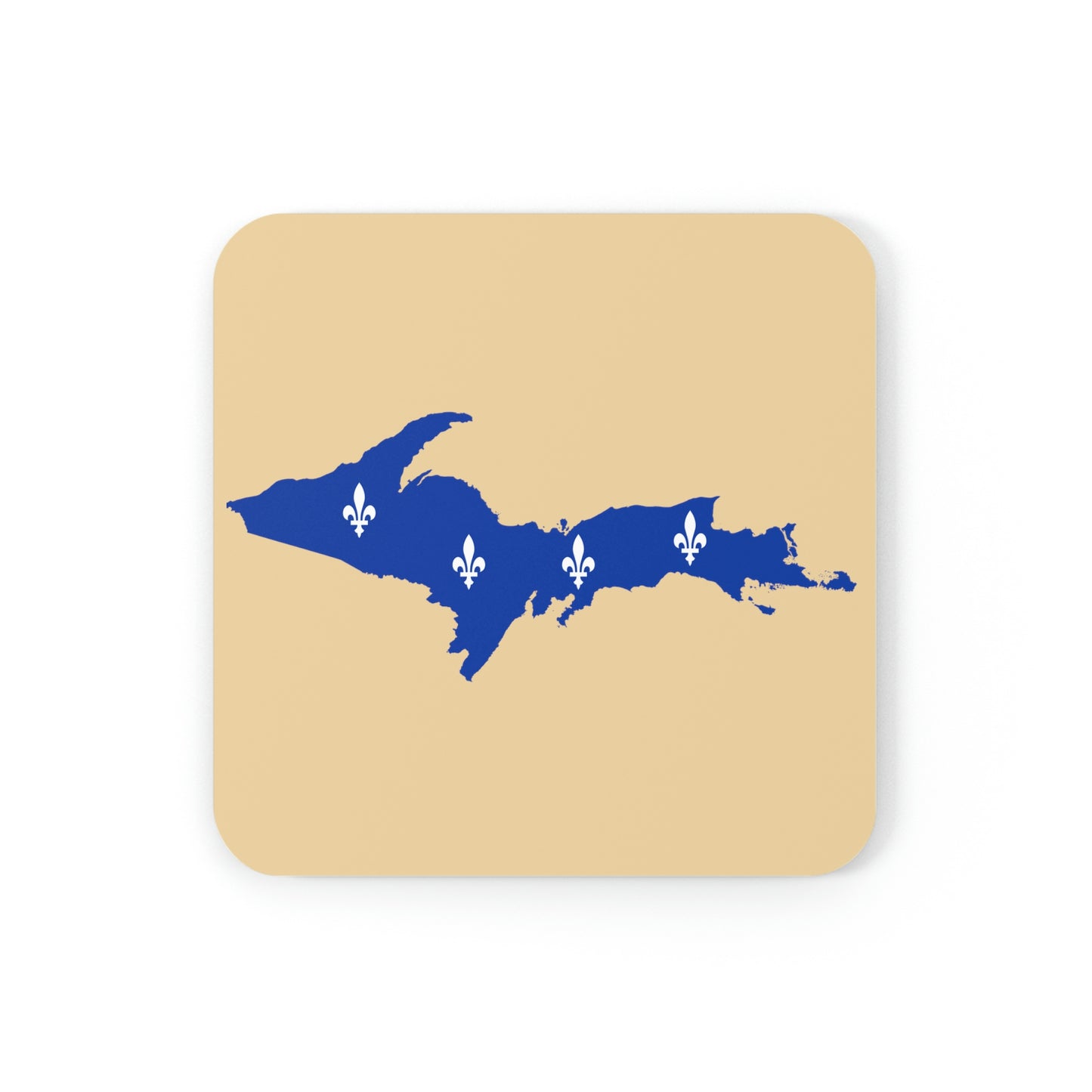 Michigan Upper Peninsula Coaster Set (Maple Color w/ UP Quebec Flag Outline) | Corkwood - 4 pack