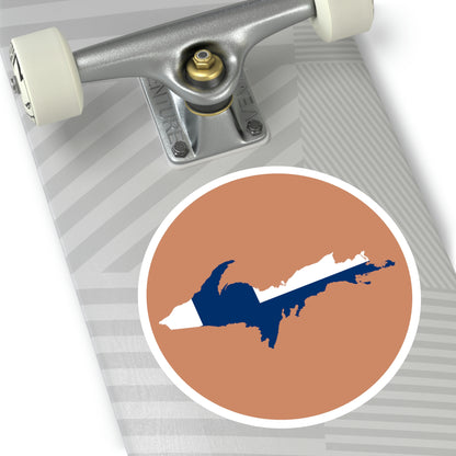 Michigan Upper Peninsula Round Stickers (Copper w/ UP Finland Flag Outline) | Indoor\Outdoor