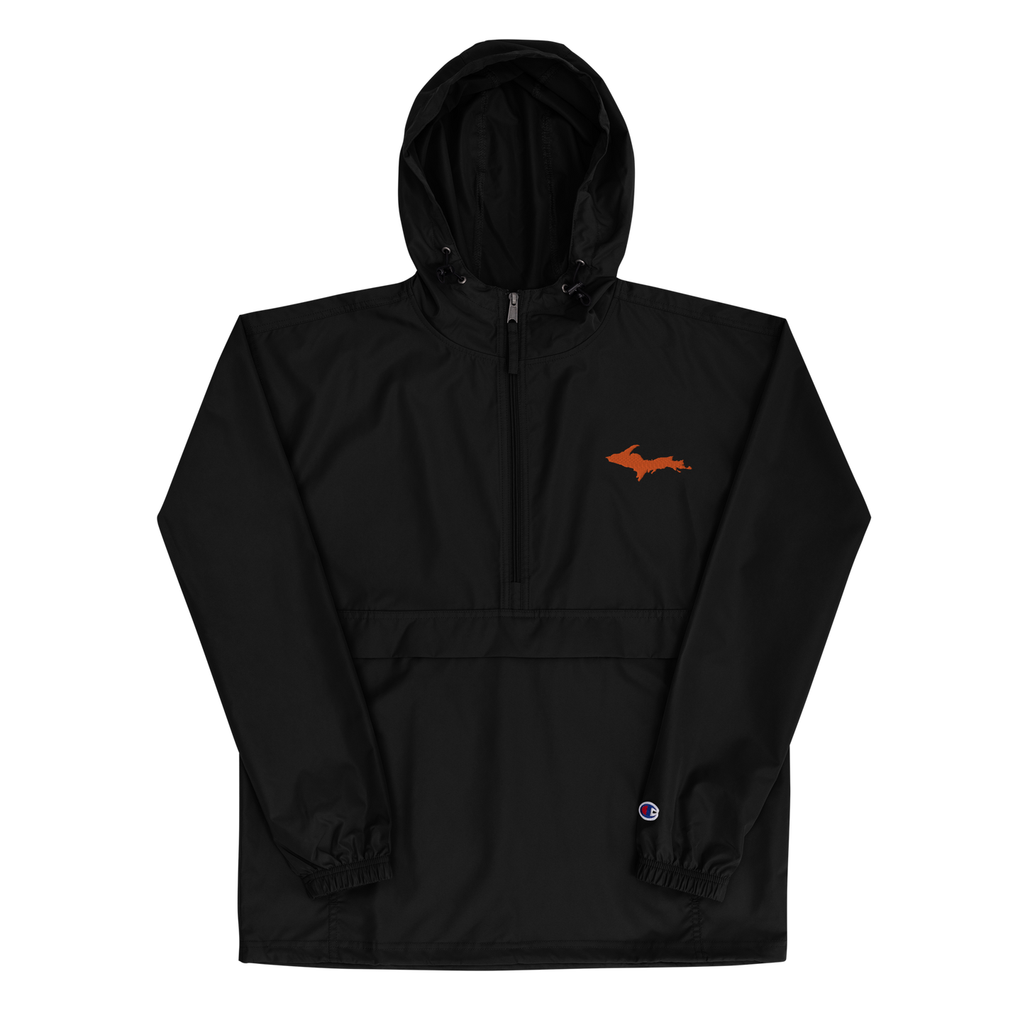 Michigan Upper Peninsula Packable Wind & Rain Jacket (w/ Orange UP Outline)