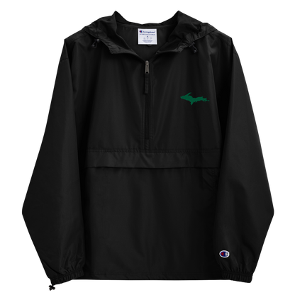 Michigan Upper Peninsula Packable Wind & Rain Jacket (w/ Green UP Outline)