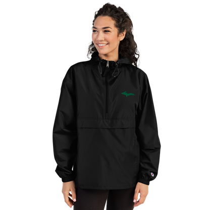 Michigan Upper Peninsula Packable Wind & Rain Jacket (w/ Green UP Outline)