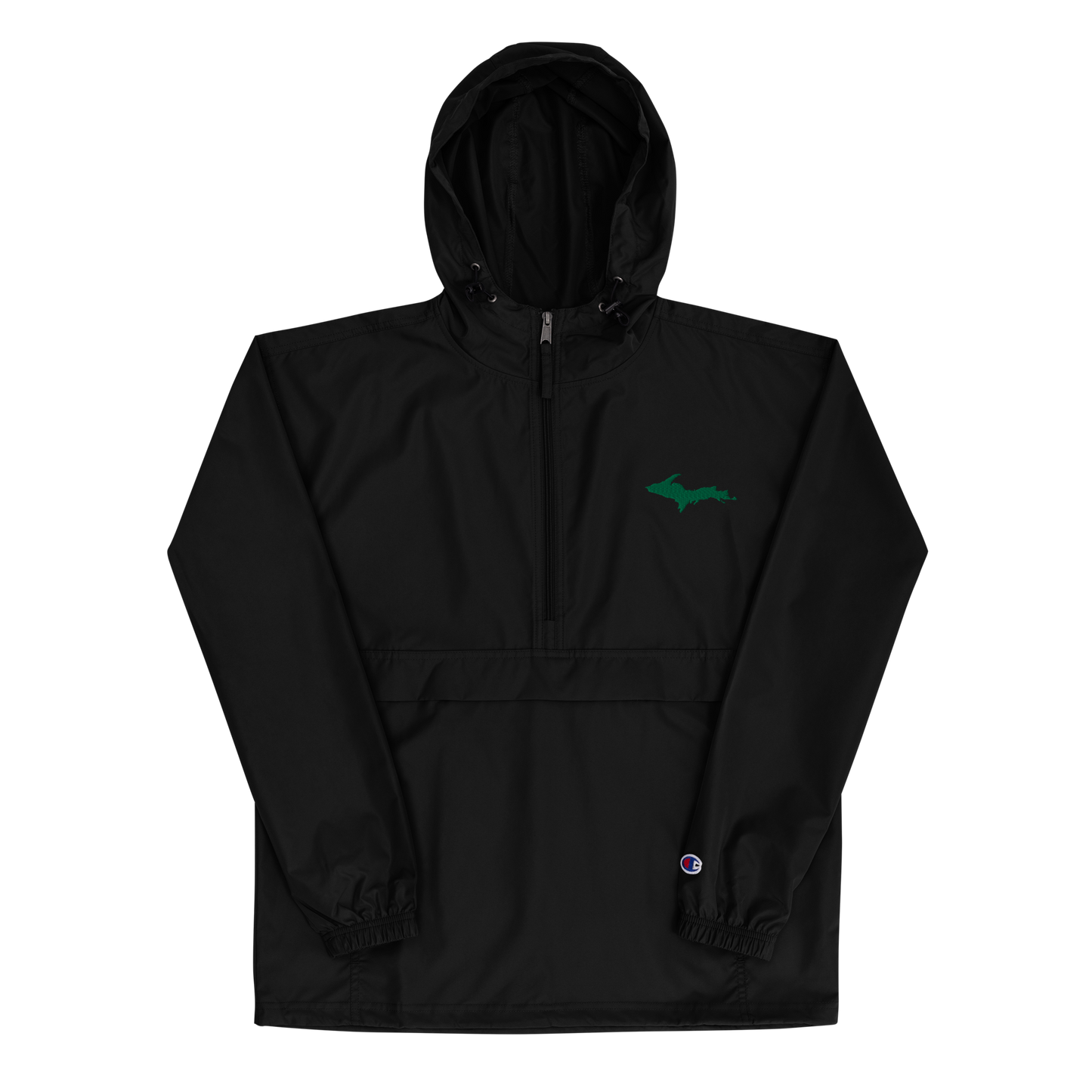 Michigan Upper Peninsula Packable Wind & Rain Jacket (w/ Green UP Outline)