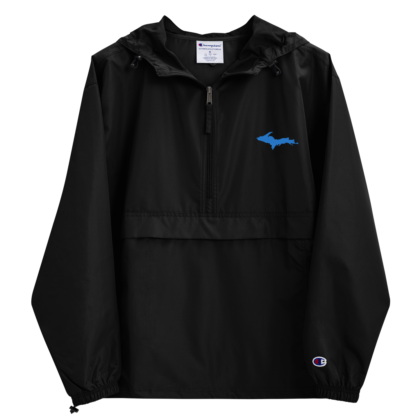 Michigan Upper Peninsula Packable Wind & Rain Jacket (w/ Azure UP Outline)