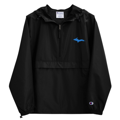 Michigan Upper Peninsula Packable Wind & Rain Jacket (w/ Azure UP Outline)