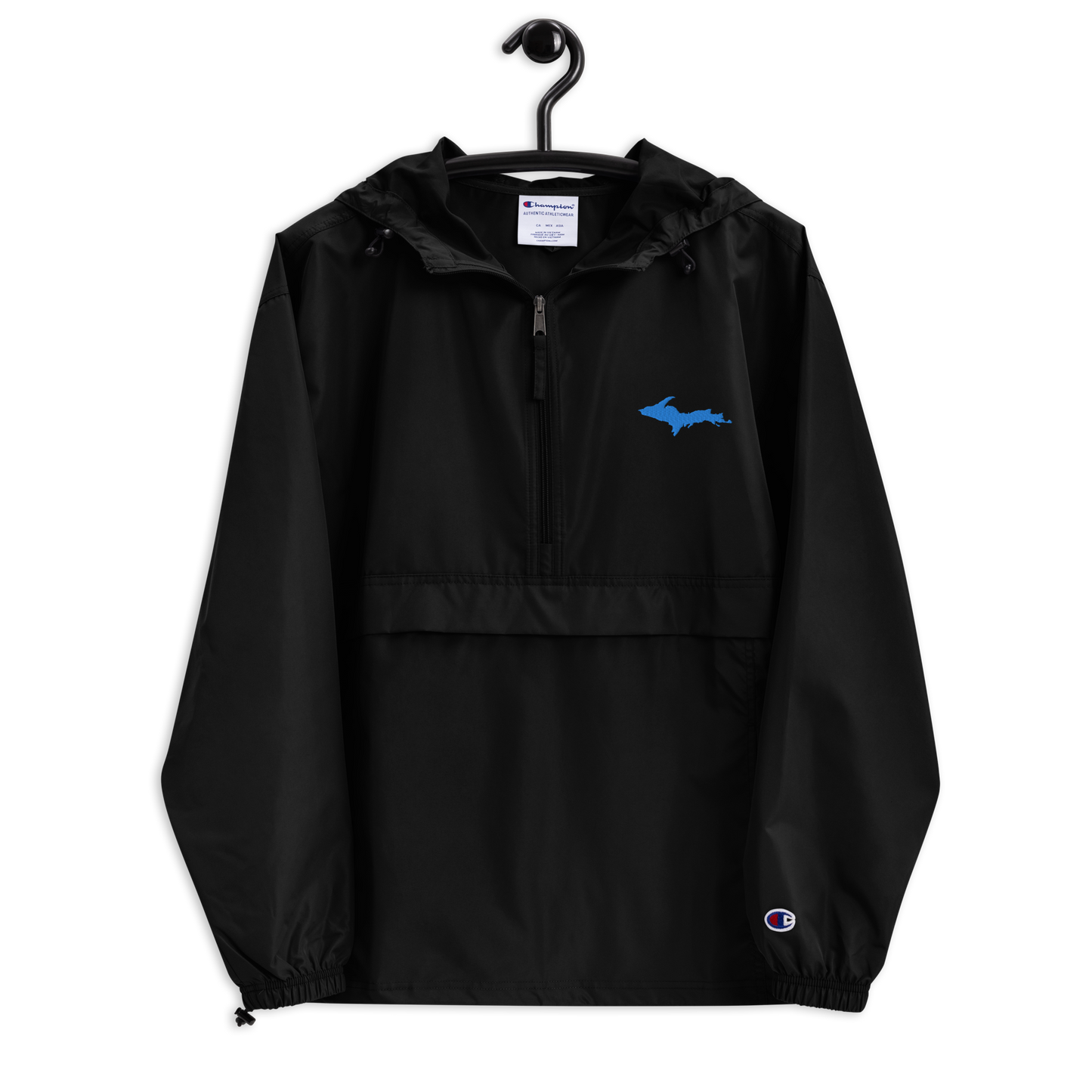 Michigan Upper Peninsula Packable Wind & Rain Jacket (w/ Azure UP Outline)