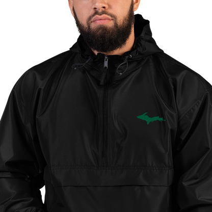 Michigan Upper Peninsula Packable Wind & Rain Jacket (w/ Green UP Outline)