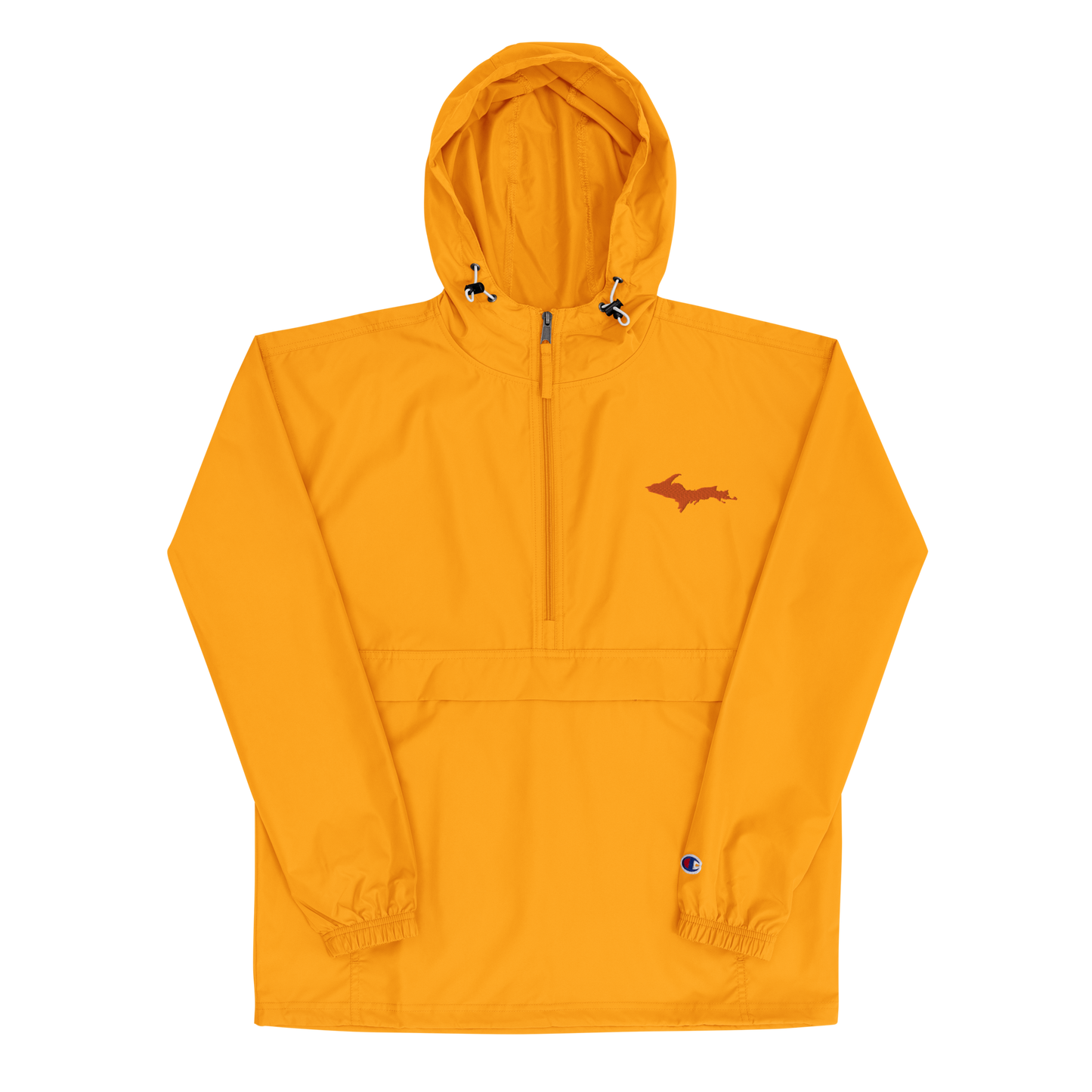 Michigan Upper Peninsula Packable Wind & Rain Jacket (w/ Orange UP Outline)