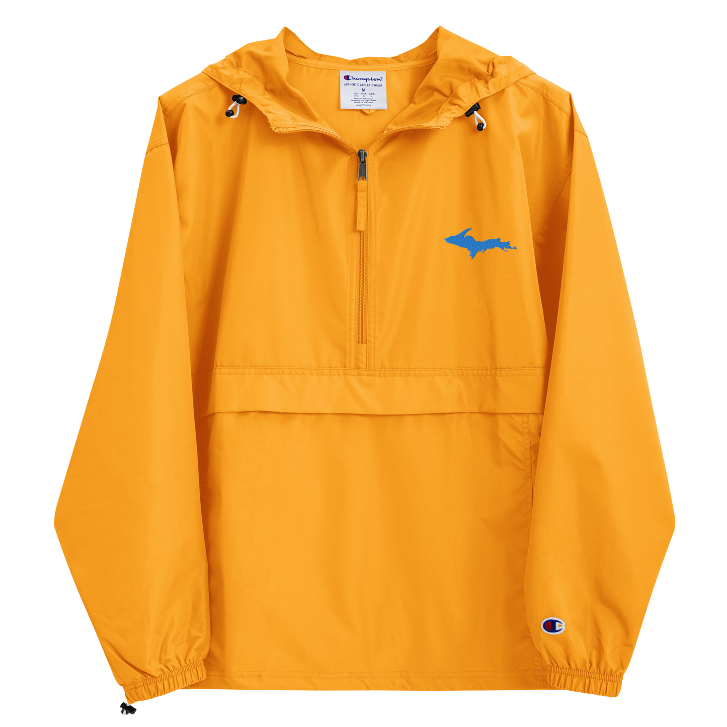 Michigan Upper Peninsula Packable Wind & Rain Jacket (w/ Azure UP Outline)