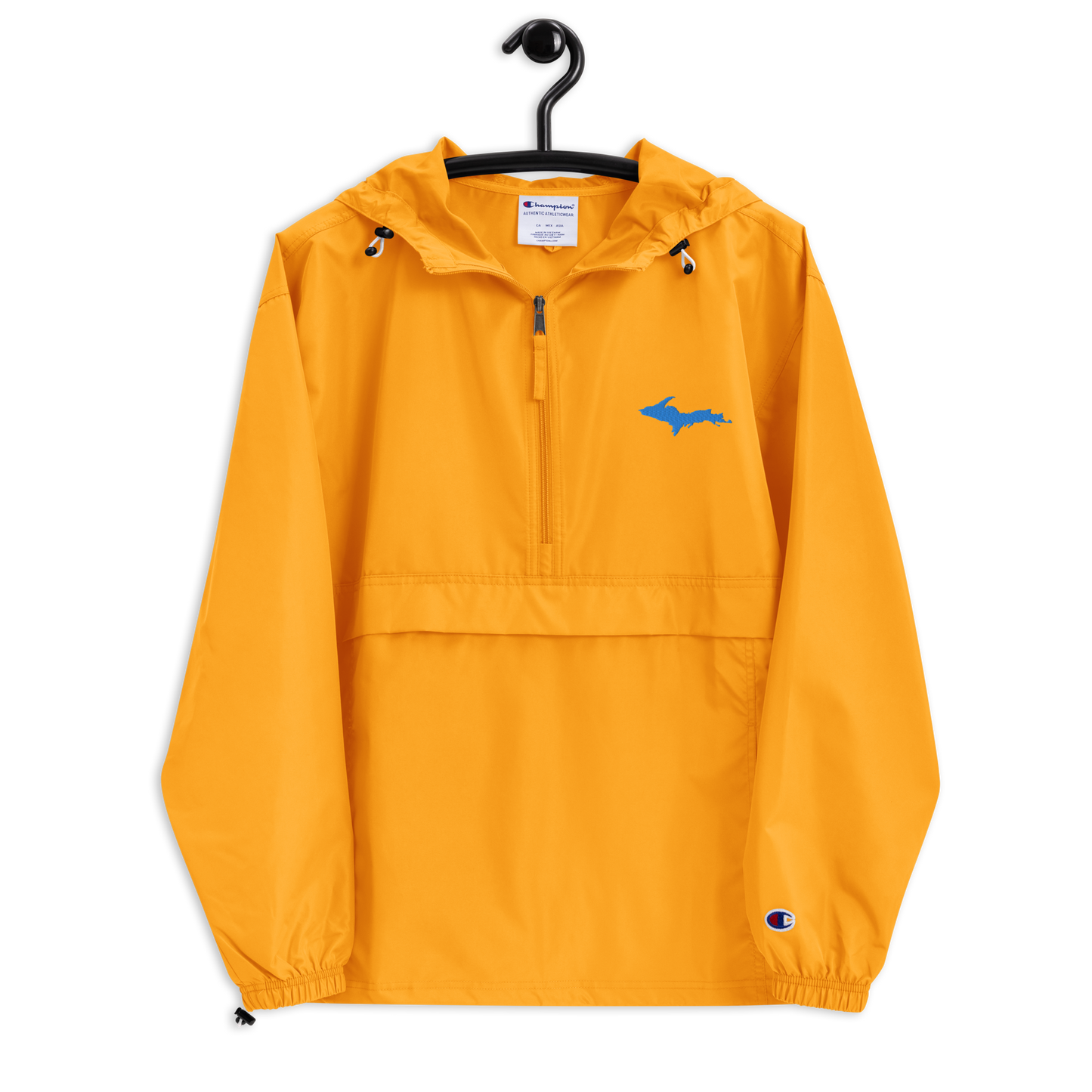 Michigan Upper Peninsula Packable Wind & Rain Jacket (w/ Azure UP Outline)