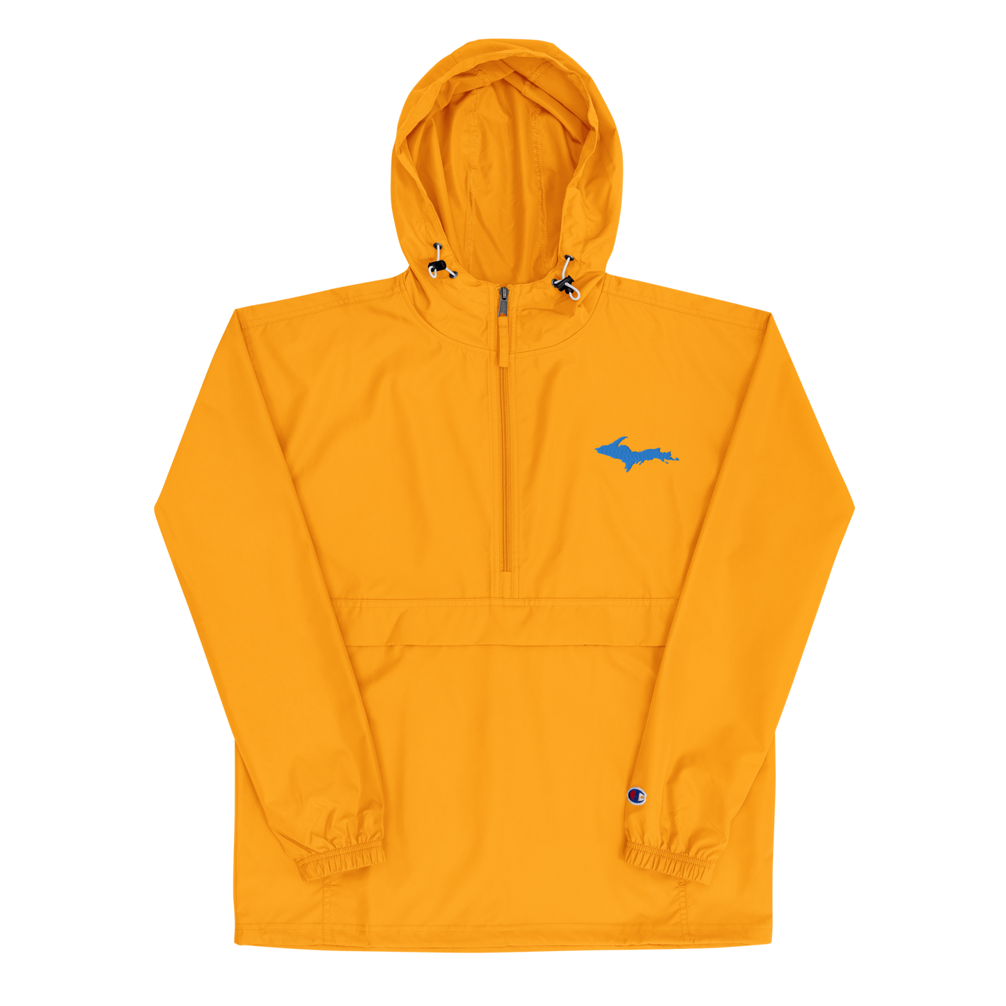 Michigan Upper Peninsula Packable Wind & Rain Jacket (w/ Azure UP Outline)