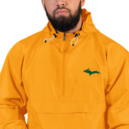 Michigan Upper Peninsula Packable Wind & Rain Jacket (w/ Green UP Outline)