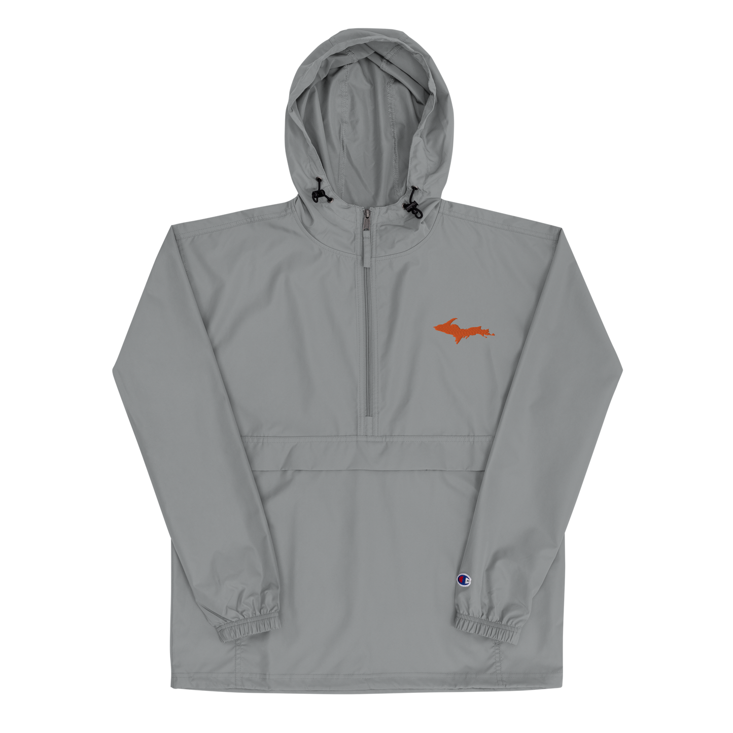 Michigan Upper Peninsula Packable Wind & Rain Jacket (w/ Orange UP Outline)