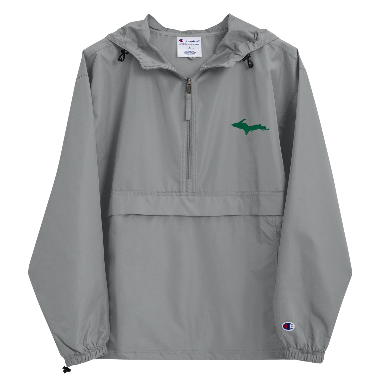 Michigan Upper Peninsula Packable Wind & Rain Jacket (w/ Green UP Outline)