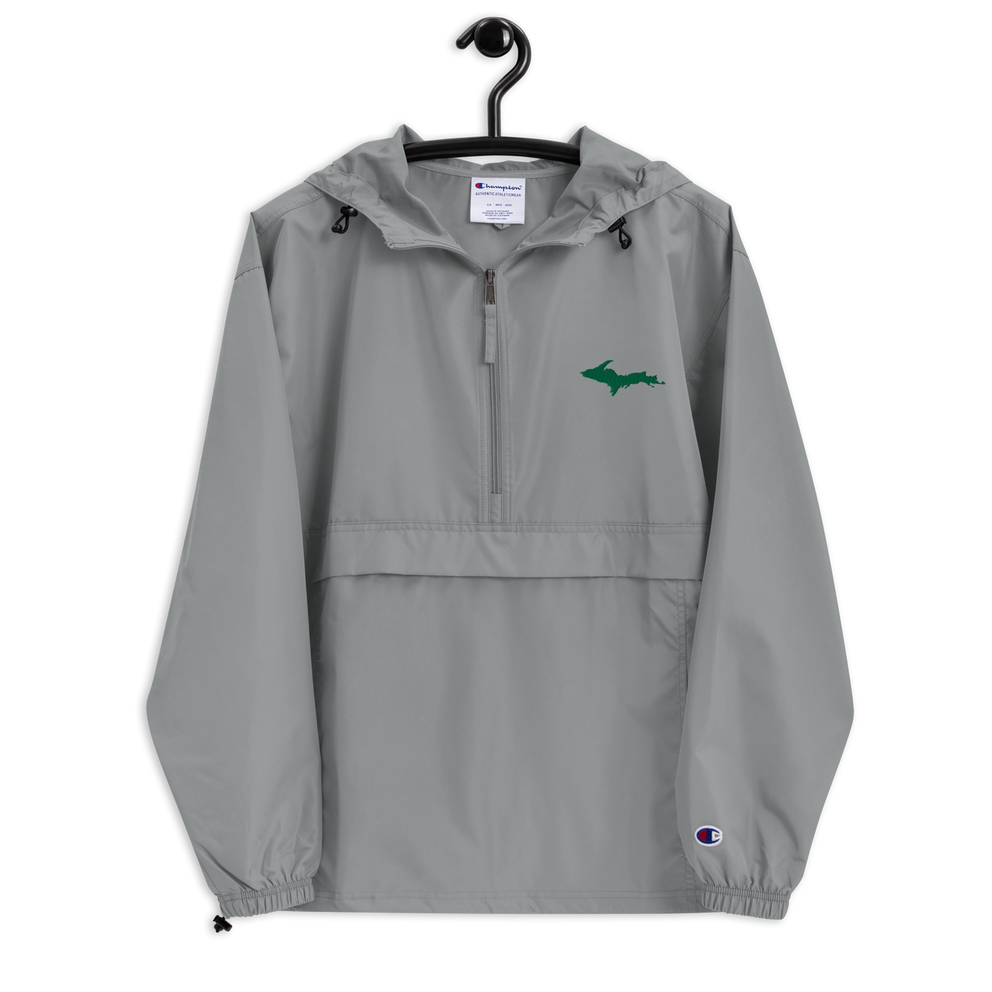 Michigan Upper Peninsula Packable Wind & Rain Jacket (w/ Green UP Outline)