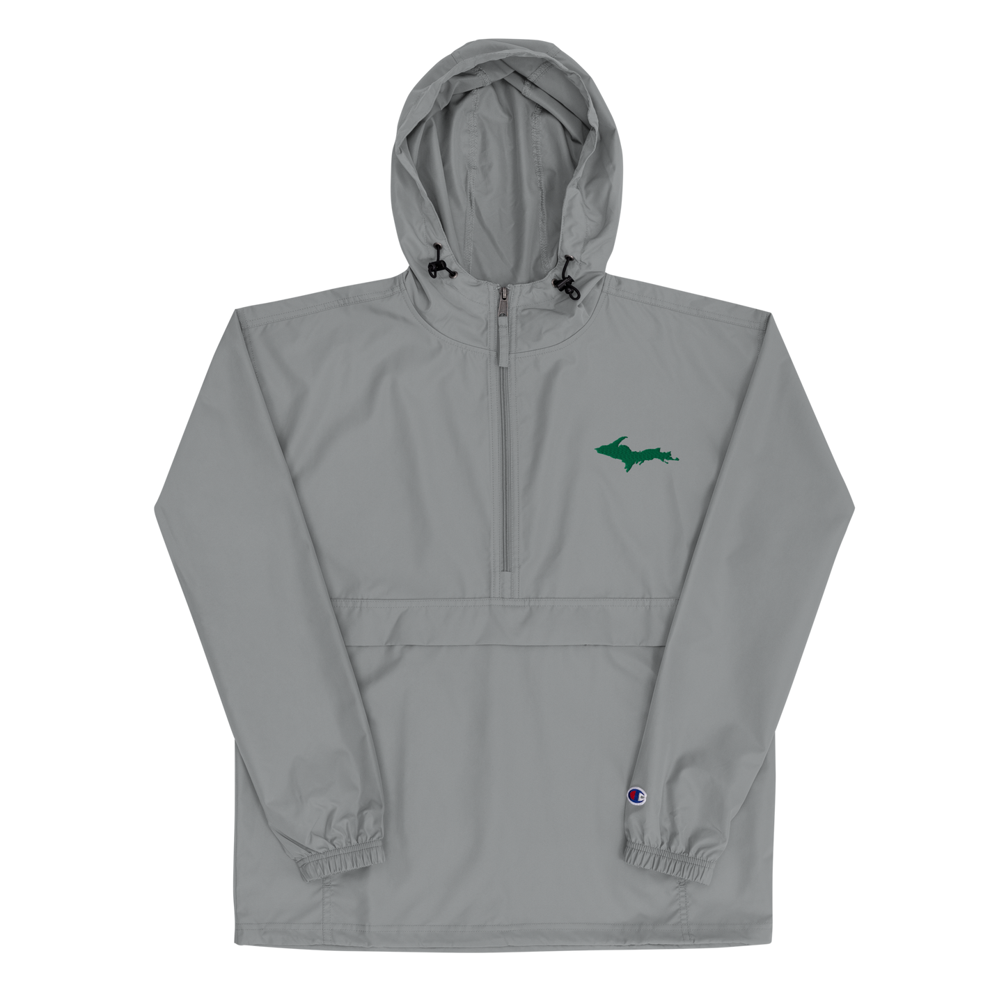 Michigan Upper Peninsula Packable Wind & Rain Jacket (w/ Green UP Outline)