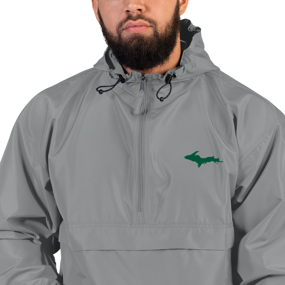 Michigan Upper Peninsula Packable Wind & Rain Jacket (w/ Green UP Outline)