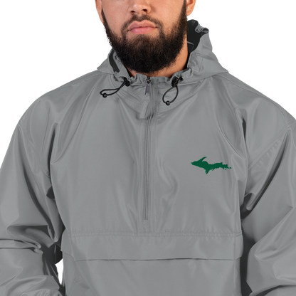 Michigan Upper Peninsula Packable Wind & Rain Jacket (w/ Green UP Outline)