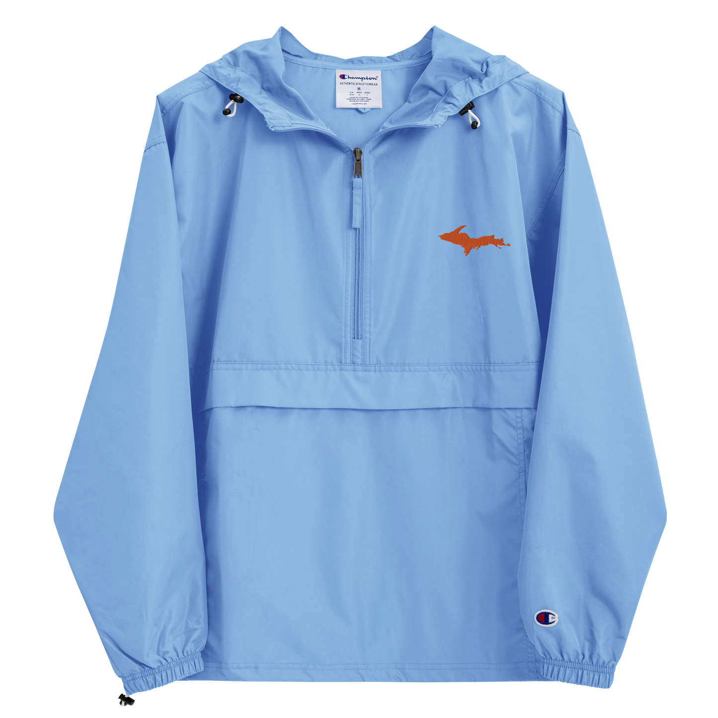 Michigan Upper Peninsula Packable Wind & Rain Jacket (w/ Orange UP Outline)