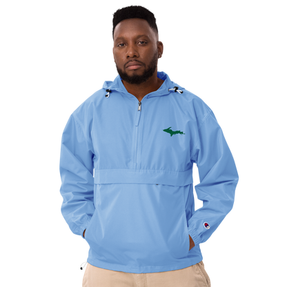 Michigan Upper Peninsula Packable Wind & Rain Jacket (w/ Green UP Outline)