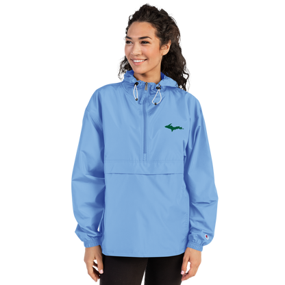 Michigan Upper Peninsula Packable Wind & Rain Jacket (w/ Green UP Outline)