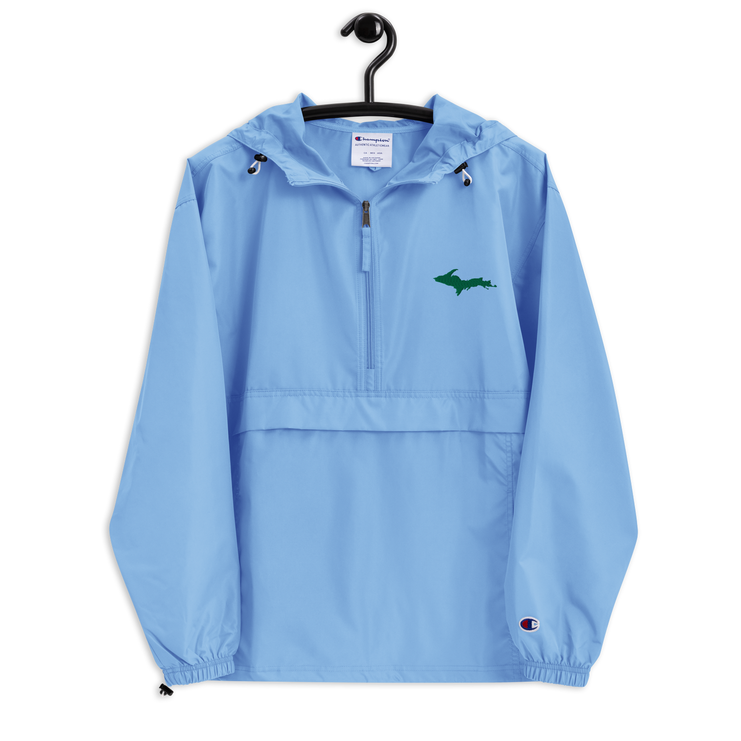 Michigan Upper Peninsula Packable Wind & Rain Jacket (w/ Green UP Outline)