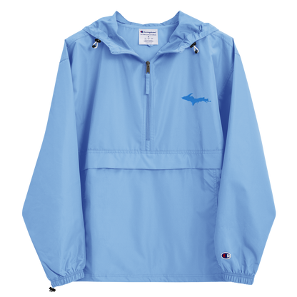 Michigan Upper Peninsula Packable Wind & Rain Jacket (w/ Azure UP Outline)