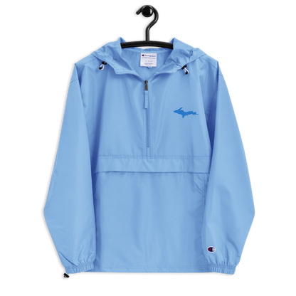 Michigan Upper Peninsula Packable Wind & Rain Jacket (w/ Azure UP Outline)