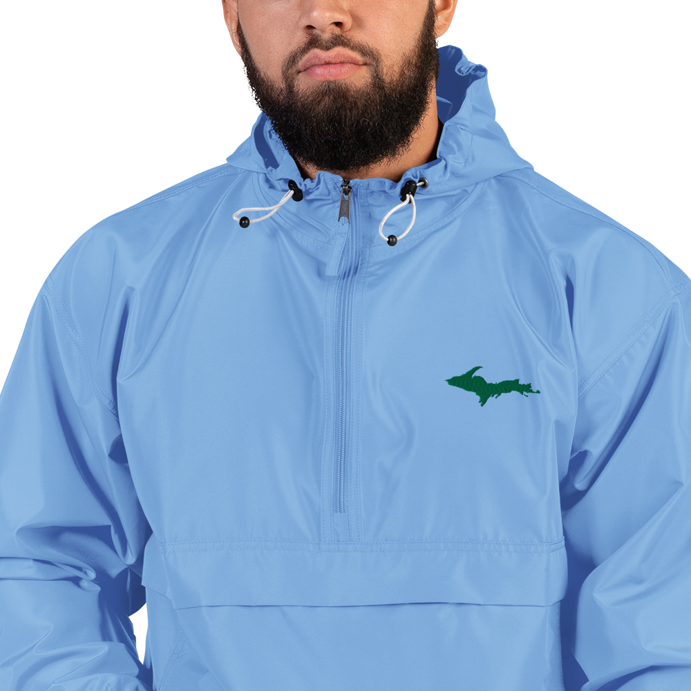 Michigan Upper Peninsula Packable Wind & Rain Jacket (w/ Green UP Outline)