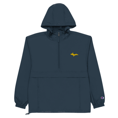 Upper Peninsula Packable Wind & Rain Jacket | Gold Embroidery - Circumspice Michigan