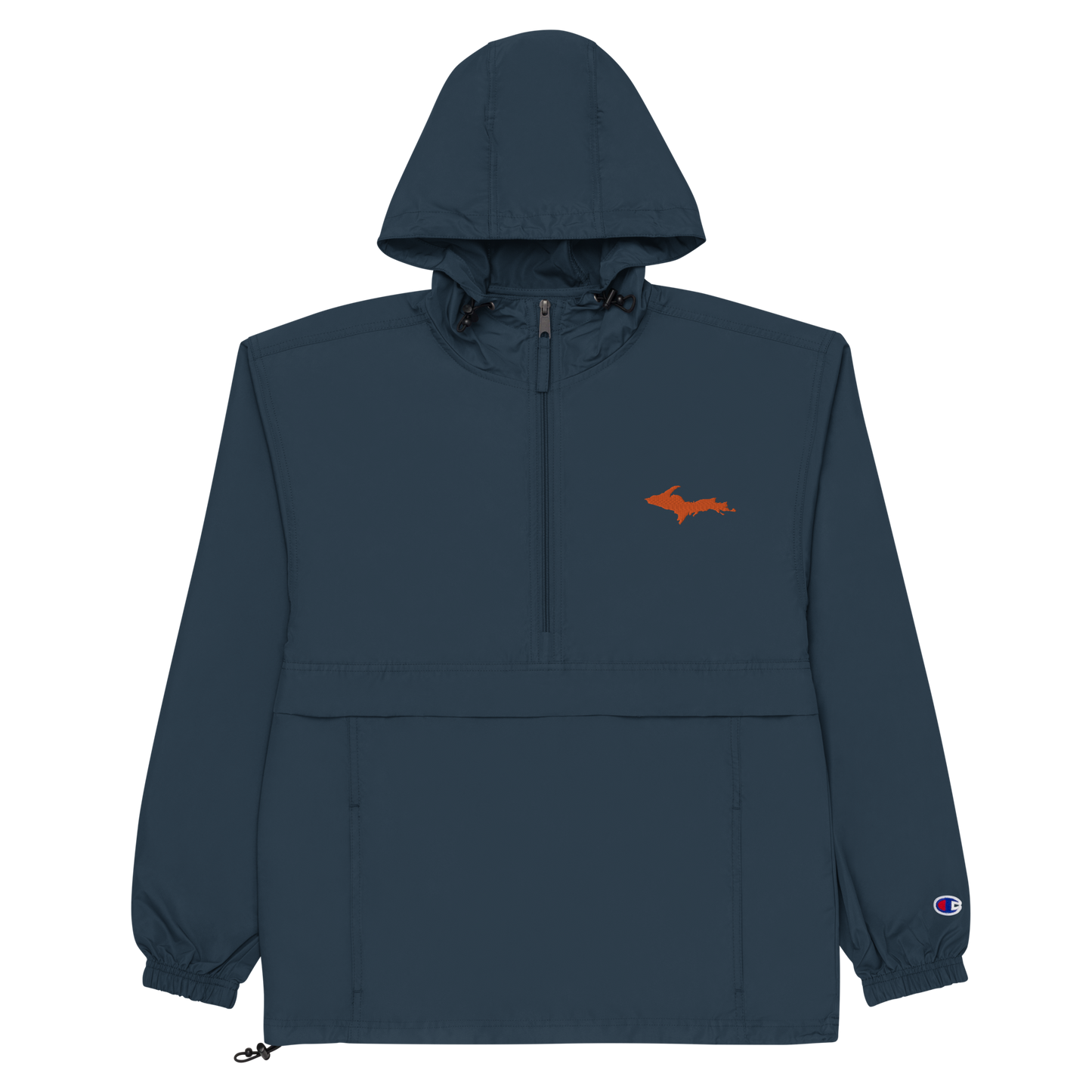 Michigan Upper Peninsula Packable Wind & Rain Jacket (w/ Orange UP Outline)