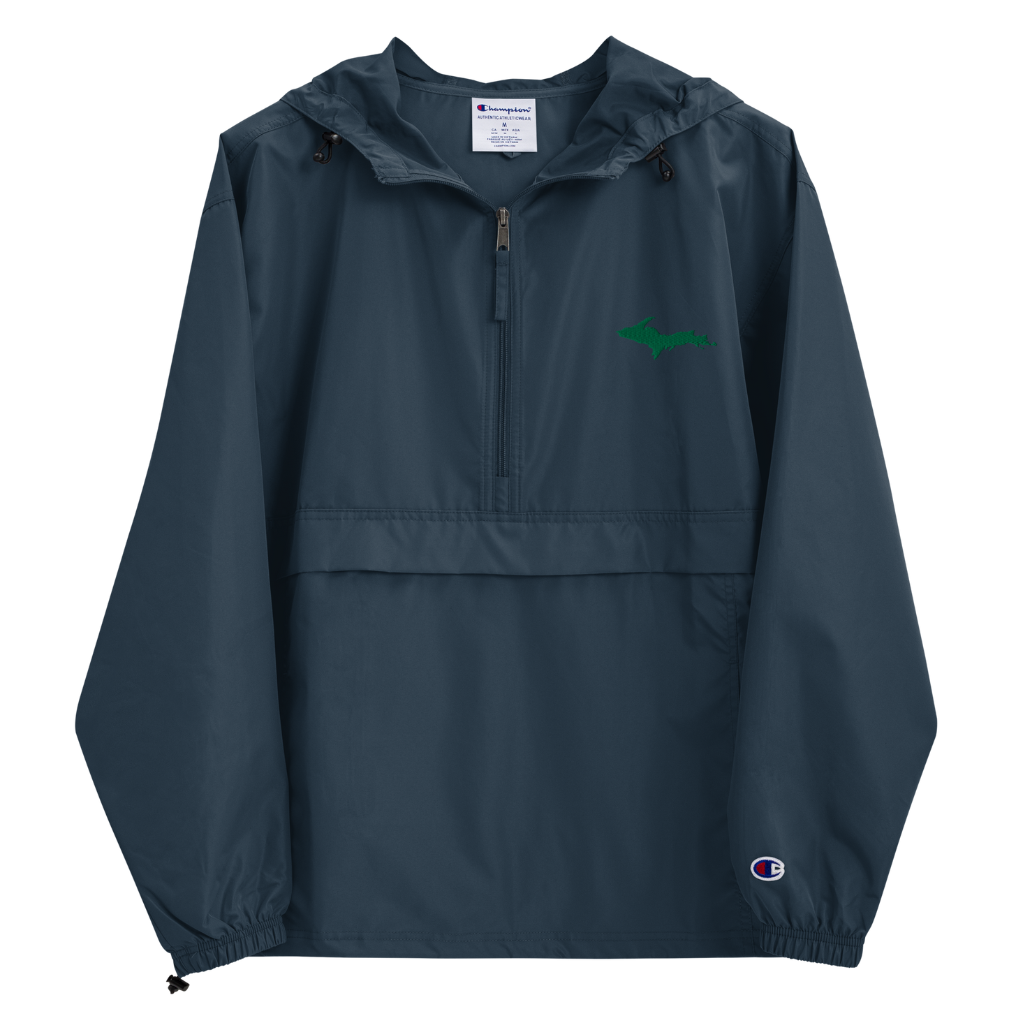 Michigan Upper Peninsula Packable Wind & Rain Jacket (w/ Green UP Outline)