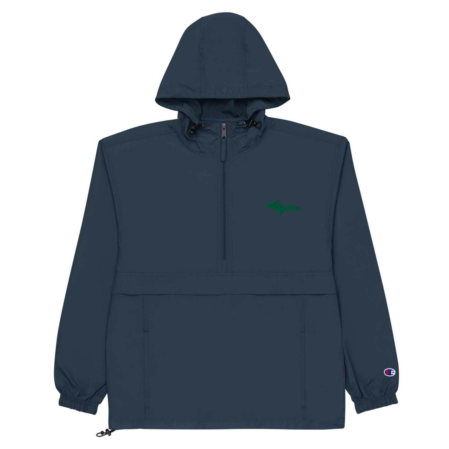 Michigan Upper Peninsula Packable Wind & Rain Jacket (w/ Green UP Outline)