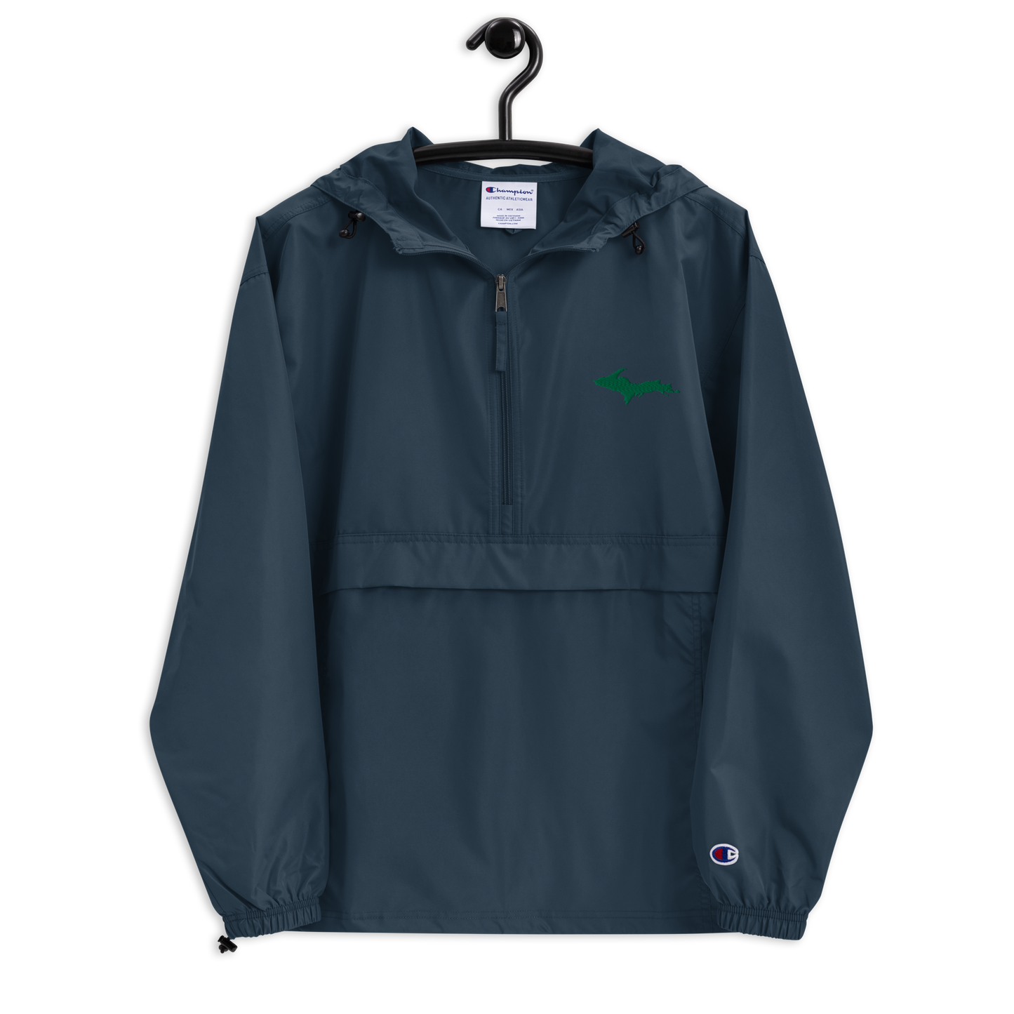 Michigan Upper Peninsula Packable Wind & Rain Jacket (w/ Green UP Outline)