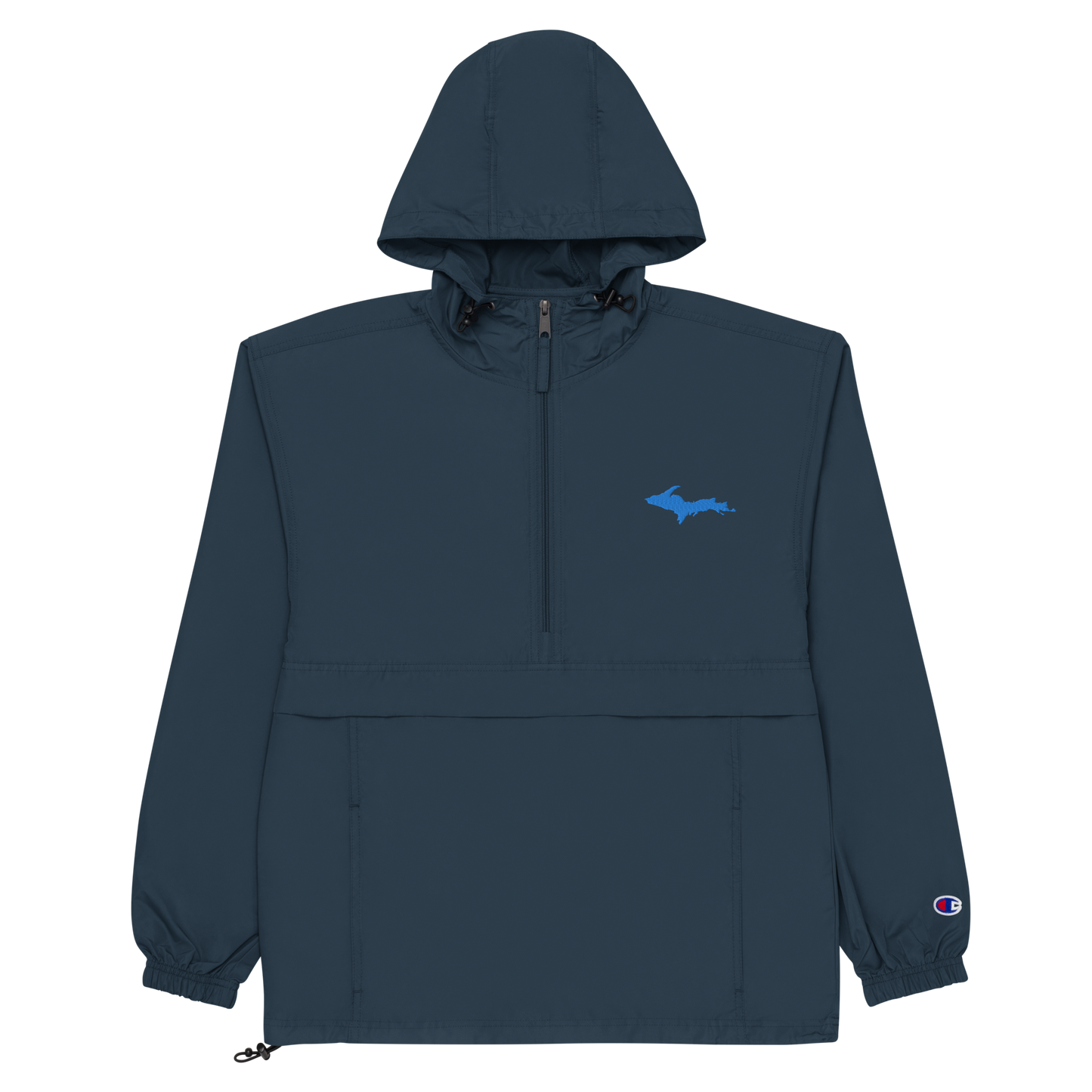 Michigan Upper Peninsula Packable Wind & Rain Jacket (w/ Azure UP Outline)