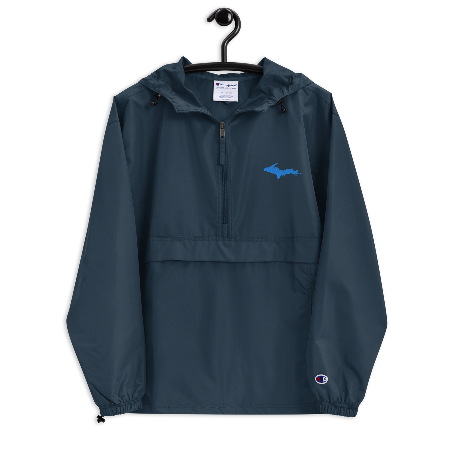 Michigan Upper Peninsula Packable Wind & Rain Jacket (w/ Azure UP Outline)