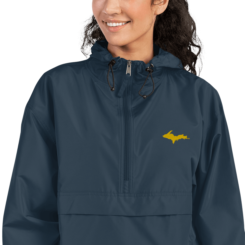 Upper Peninsula Packable Wind & Rain Jacket | Gold Embroidery - Circumspice Michigan