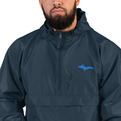 Michigan Upper Peninsula Packable Wind & Rain Jacket (w/ Azure UP Outline)